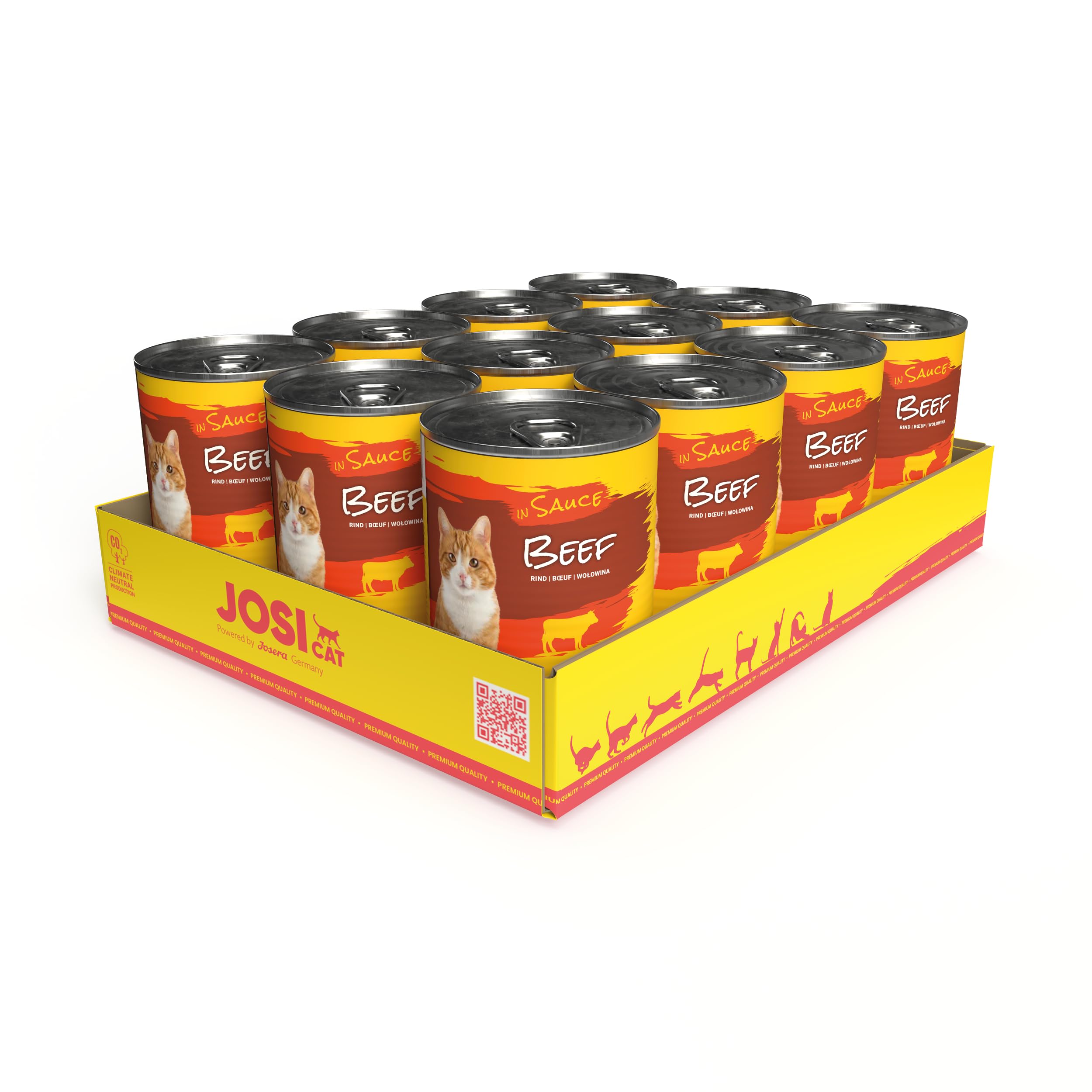 JosiCat Beef in Sauce (12 x 415 g) | Adult | Premium Nassfutter für ausgewachsene Katzen | Rind in Sauce | Vitamin D3 & E | Powered by JOSERA | Katzenfutter nass | Alleinfuttermittel | 12er Pack