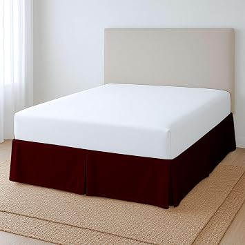 Pleated Bed Skirt Full Size, Easy Fit with 18 Inch Tailored Drop, Wrinkle-Free Microfiber, Lightweight, Classic & Clean Look Burgundy