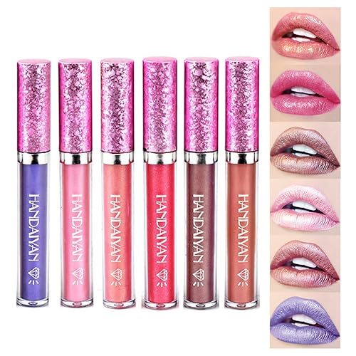 Lápiz labial líquido satinado metálico brillante, lápiz labial para mujer, uso diario, brillo labial hidratante, lápiz labial de larga duración, 24