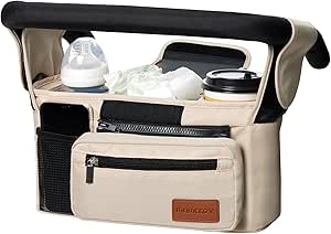 Momcozy Universal Baby Stroller Organizer with Insulated Cup Holders and Detachable Pocket