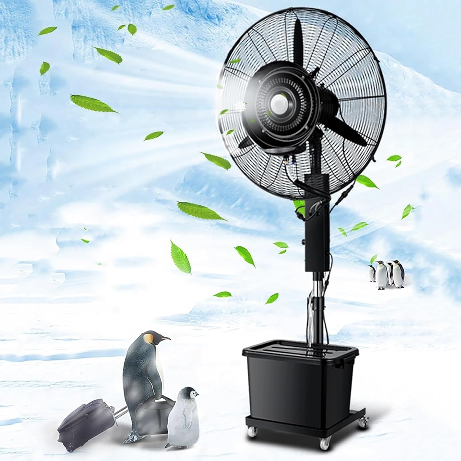 Portable Misting Fan｜Adjustable Height Pedestal Fan｜Mister Fan With 42L Capacity Tank｜Tower Fan Multiple Power Options｜Floor Fan For Office Outdoor Treadmill Camping Bedroom(30 in)