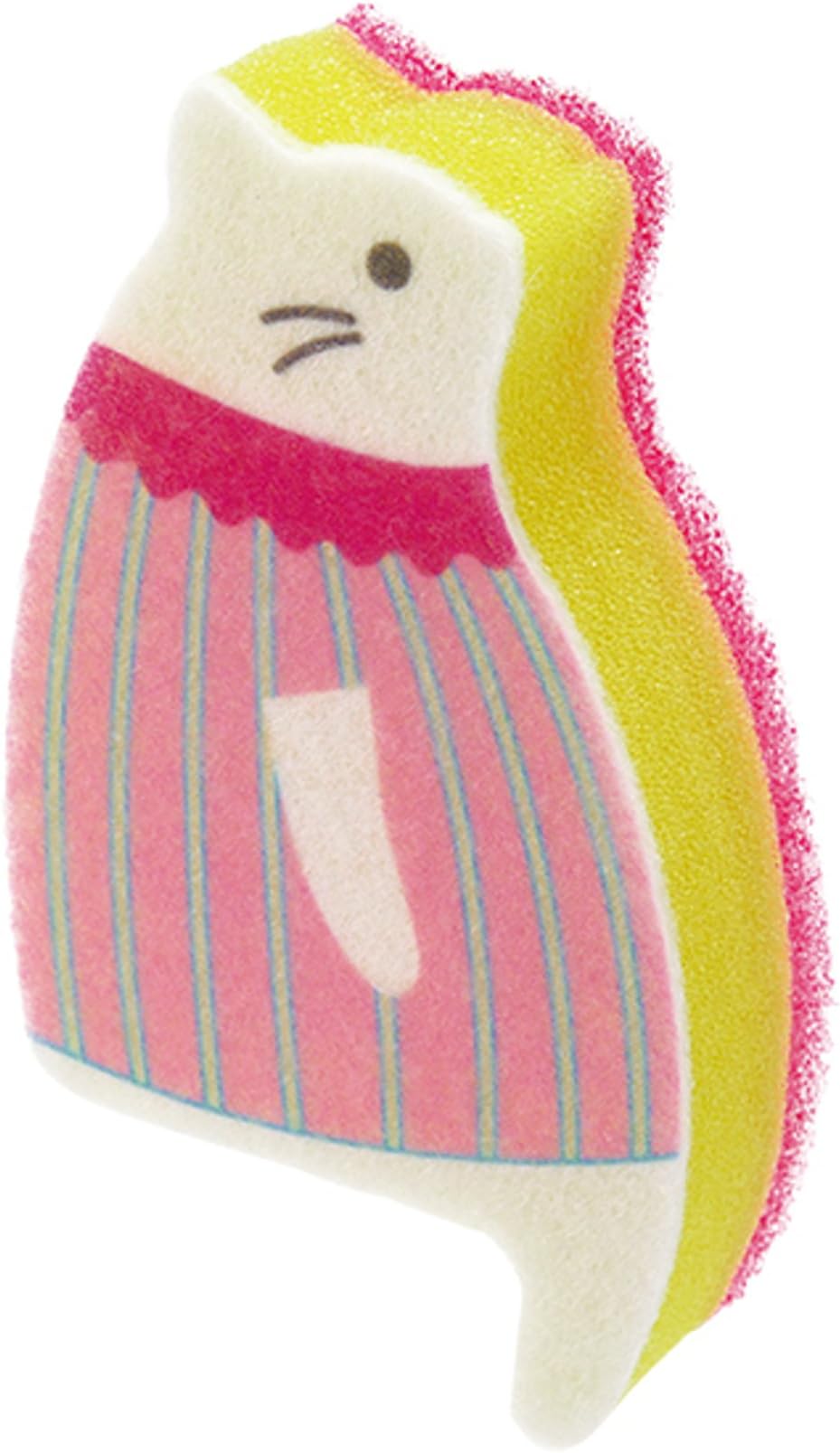MARNA Mini Kitchen Sponge - Sink Sitting Kitten Cat B(Pink Stripe)
