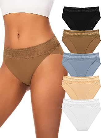 habibee Womens Bikini Underwear, Soft and Breathable Ladies Lace Briefs for Women, Stretch Panties
