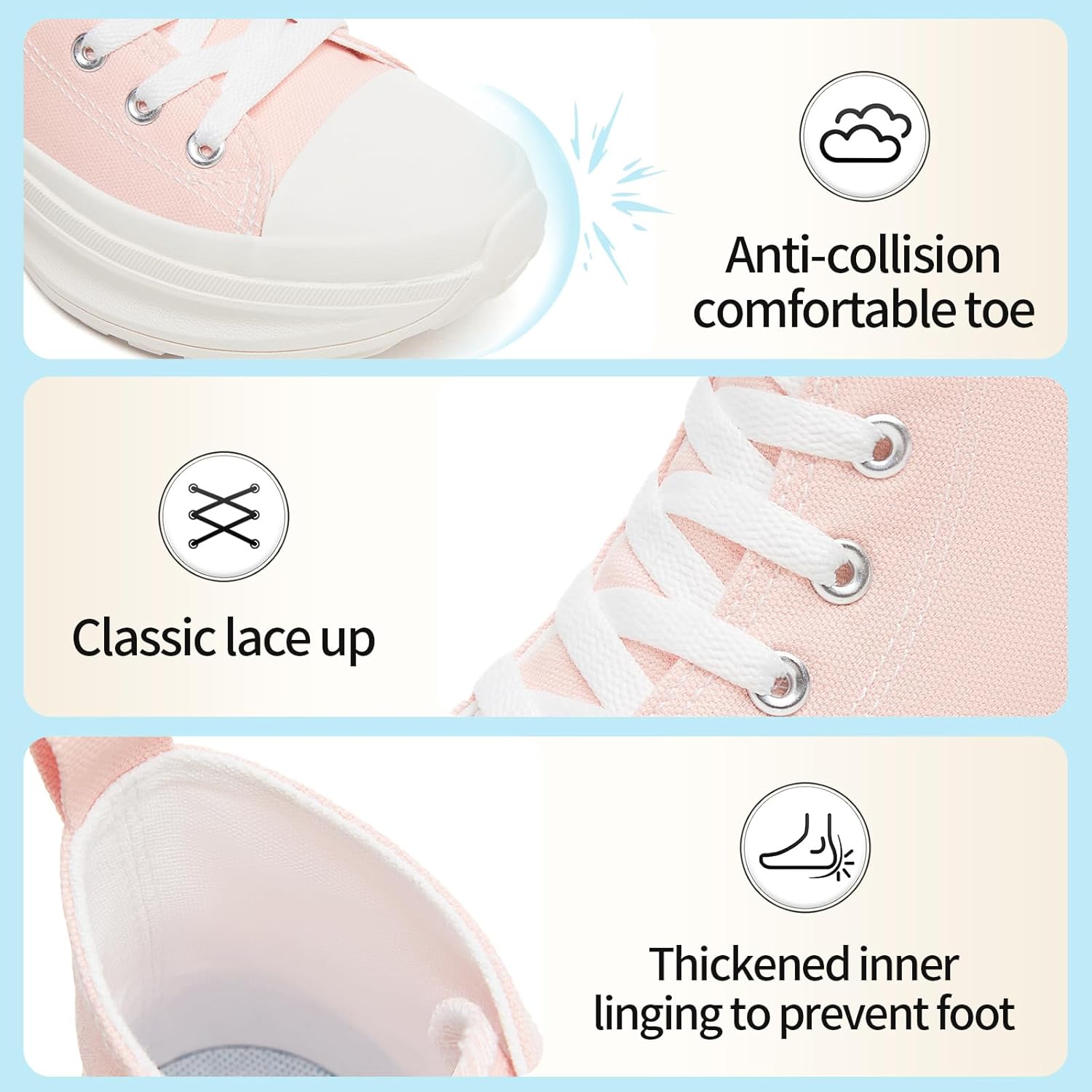 Yageyan Womens High Top Sneakers - Platform Shoes, Canvas, Tennis, Classic, Casual, Comfortable - Image 4