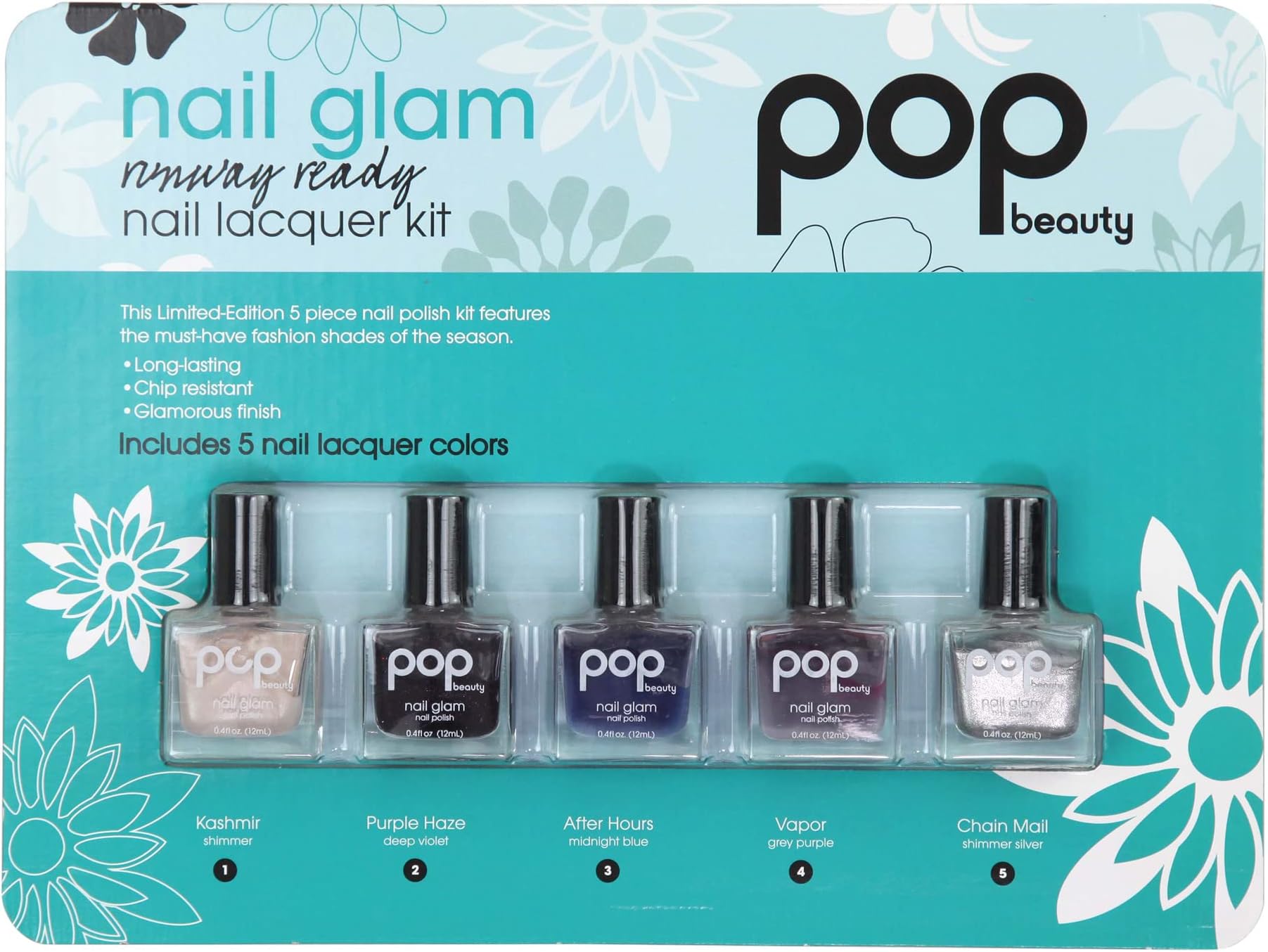 Nail Glam Runway Ready Nail Lacquer Kit Pop Beauty Set of 5 Shades