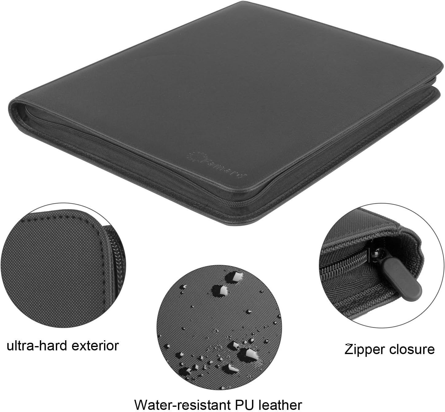 9-Pocket Toploader Binder, Top Loader Card Storage Album Compatible with 288 3"x4" Hard Plastic Card Sleeves (Black)