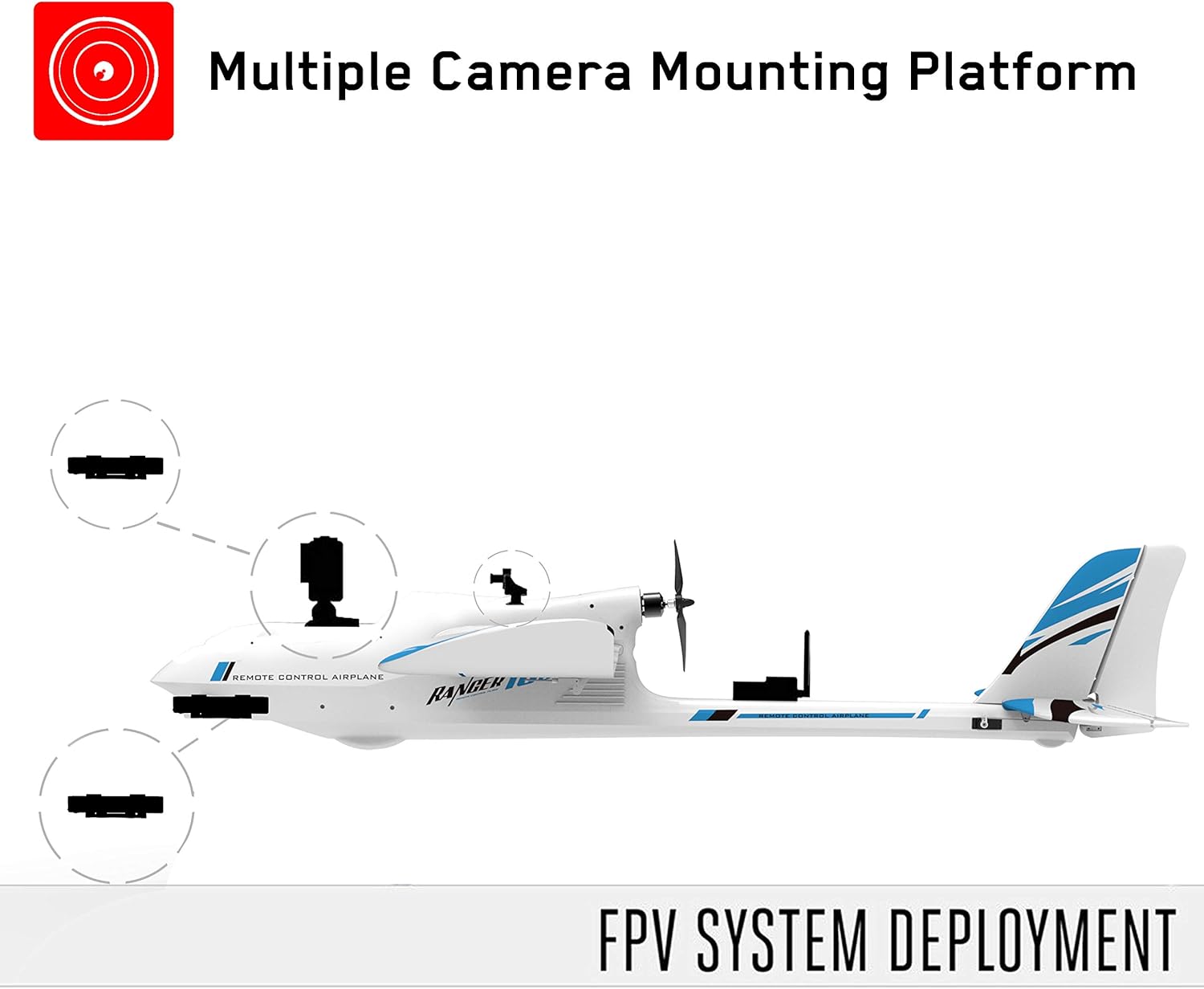 VOLANTEXRC RC Plane Glider Ranger 1600 PNP Version (Transmitter, Battery, Charger and Reciever Not Included), 1600m FPV Remote Control Airplane for Adults (EXA75707P)