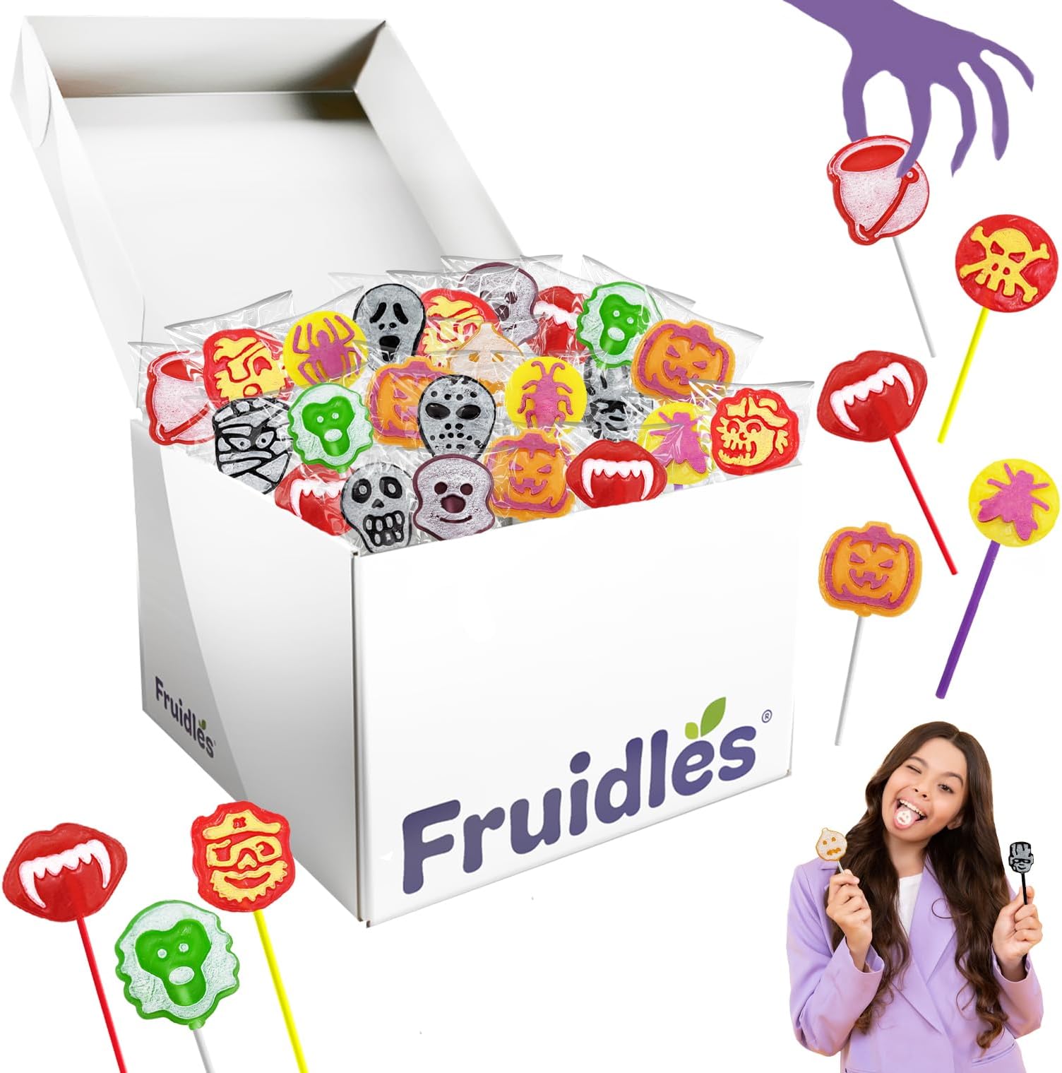 Fruidles Halloween Tattoo Lollipop Suckers Candy, Variety Pack, Great for Goody Party Bag Fillers, Individually Wrapped (20 Pounds)