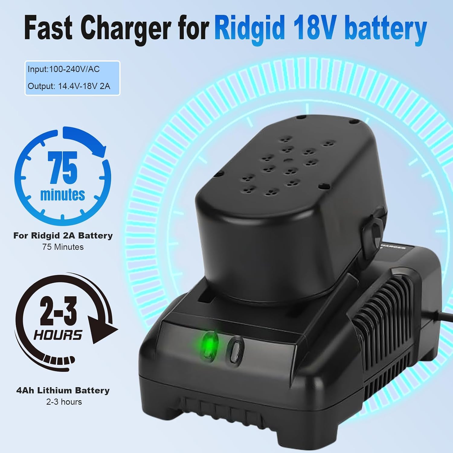 for Ridgid Cordless Power Tool Lithium Ion Battery 18V R86092 R86091 Battery Charger AC840094 R840095 R840093 AC840087 R840083 R840085 AC840085 AC840086 AC840087P AC840089