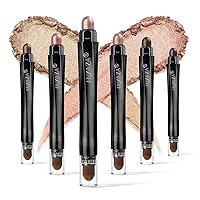 Vista 23 de 10 barras de sombra de ojos, brillo y neutro, color rosa champán, metálico, lápiz de sombra de ojos color crema con resistente a las manchas y al