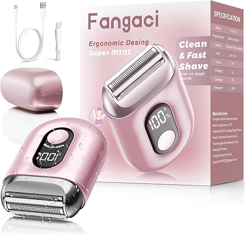Miniatura 10 de Maquinillas de afeitar eléctricas inalámbricas para mujeres: Mini afeitadora eléctrica con pantalla LED grande, recortadora de bikini recargable,