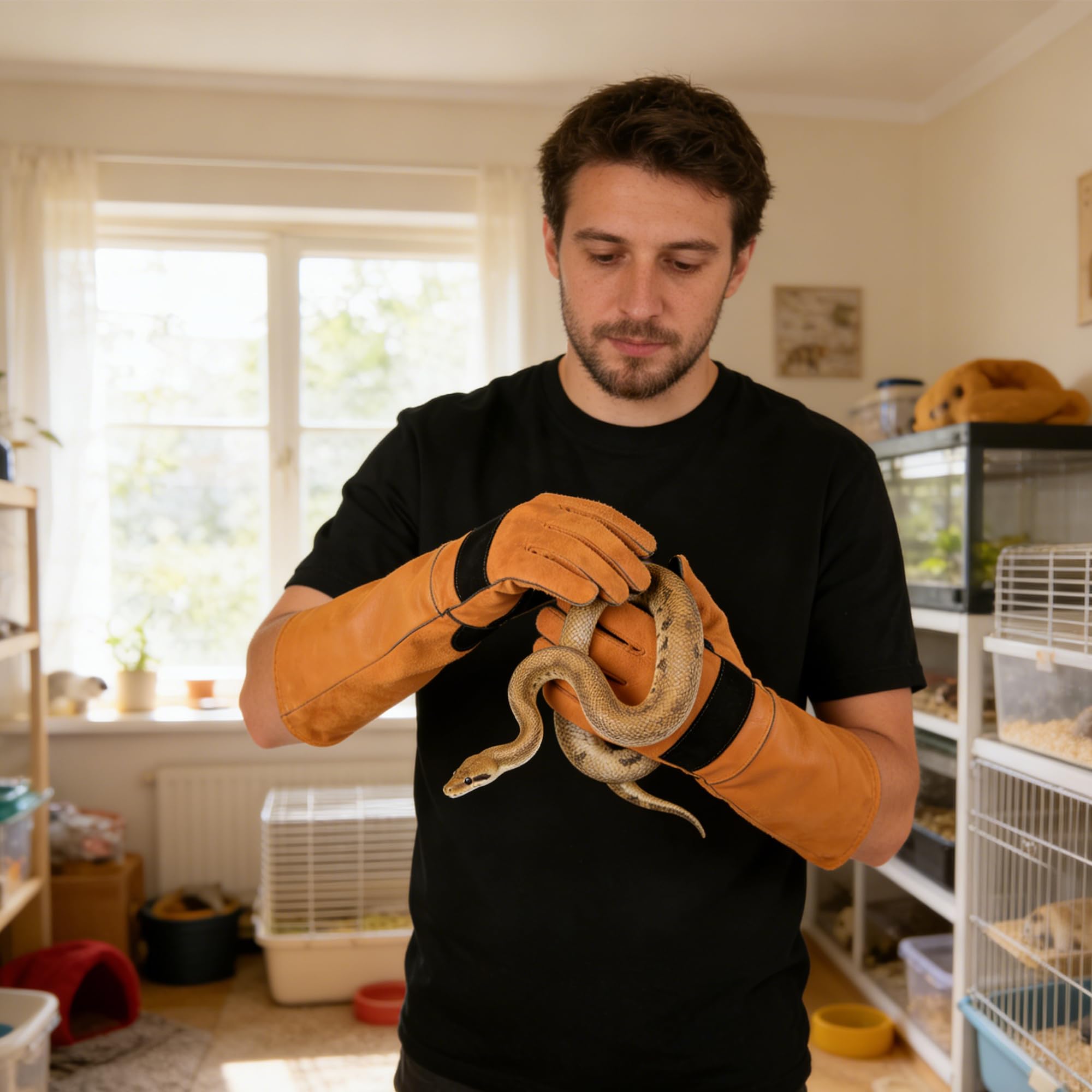 Guantes de Manipulación de Animales a Prueba de Mordeduras, 45CM, Amarillos, Multiusos para Mascotas