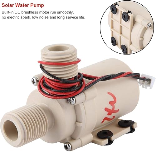 Miniatura 4 de Bombas de agua de energía solar de 24 V, bomba de agua de circulación, 8 lmin 0  230.0 F, motor sin escobillas de bajo ruido, agua caliente y de
