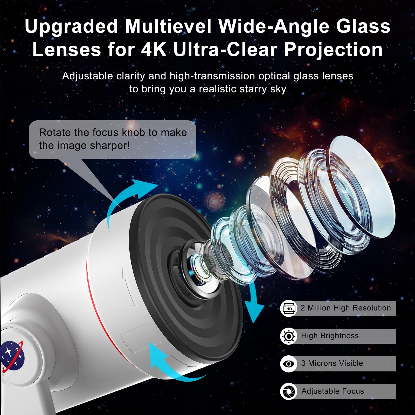 Proiettore Stelle Soffitto+Macchina Rumori Mianchi con 28 Suoni Rilassanti,4K HD Planetario Proiettore con 10 Dischi Film,Ruotabile a 360°Cielo Stellato Soffitto per Decorazioni Camera da letto