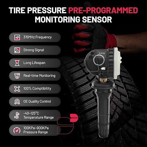 Miniatura 8 de BDFHYK Sensor TPMS 315Mhz Sensor de presión de neumáticos programado compatible con Toyota Sequoia 2008-2017, Sienna 2007-2020, Tundra 2007-2017
