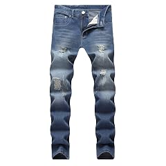 Andongnywell Mens Slim Fit Black Stretch Destroyed Denim Pants Skinny Fit Stretchy Distressed Jeans Ripped Trousers