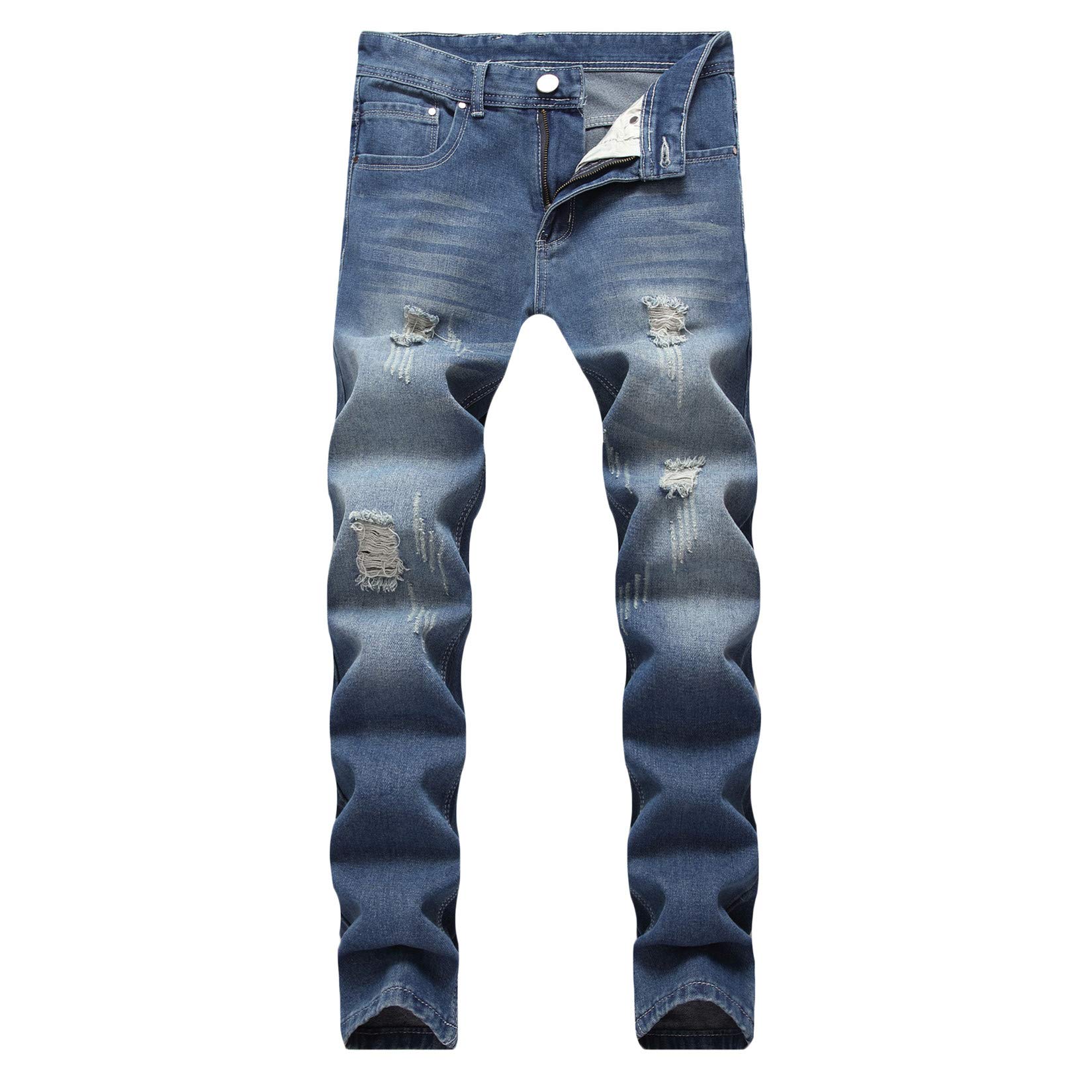 Andongnywell Mens Slim Fit Black Stretch Destroyed Denim Pants Skinny Fit Stretchy Distressed Jeans Ripped Trousers