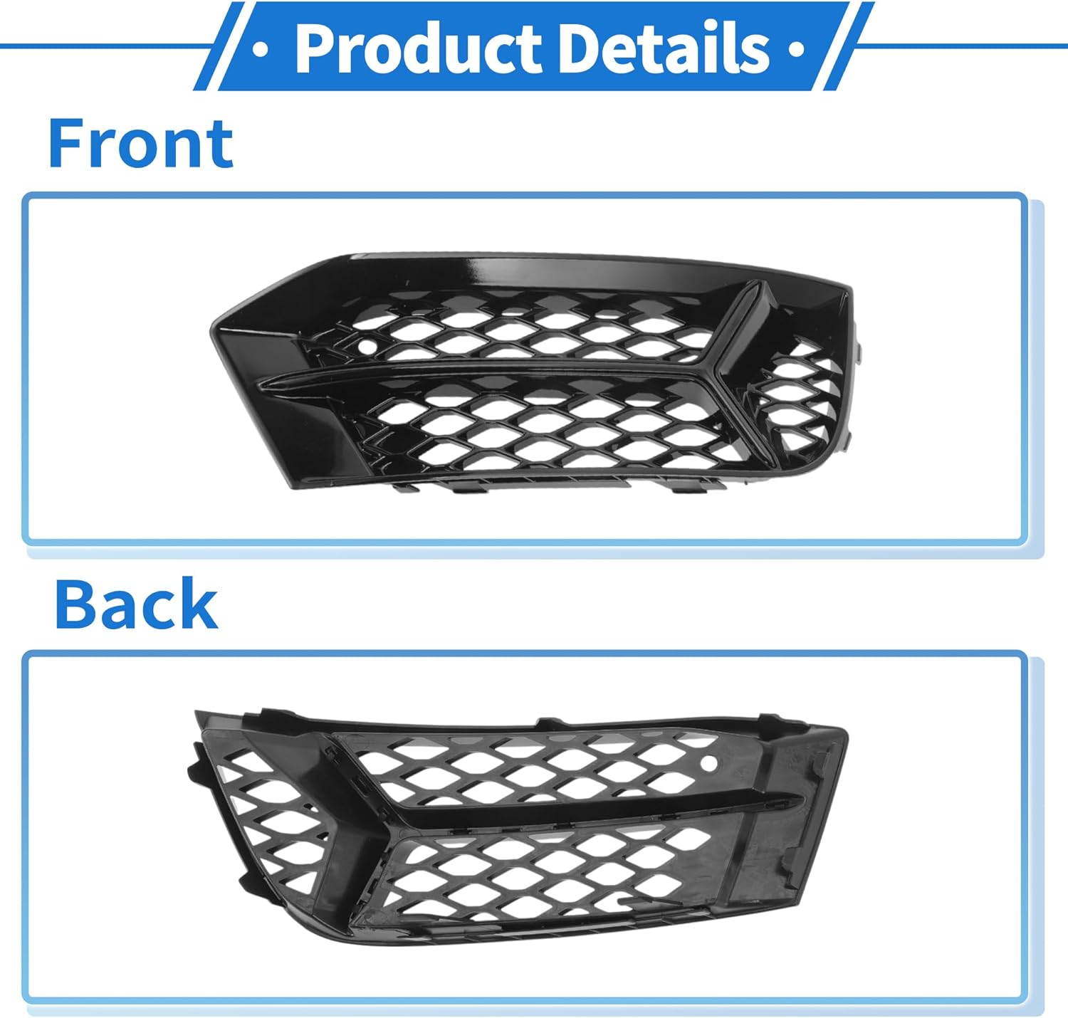 Fog Light Grill Front Lower Bumper Fog Light Cover Inserts No.8V5807681AA/8V5807682AA for Audi A3 17-20 Black ABS 1 Pair Front Left/Front Right Car - Image 5