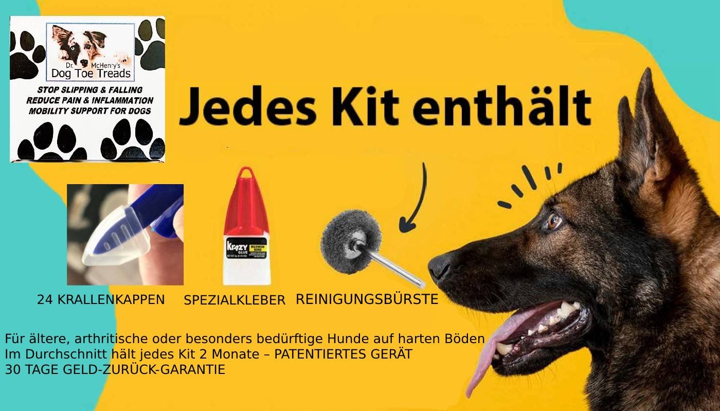 Dr. McHenry's Dog Toe Treads, Juego de 24 piezas con adhesivo y cepillo de limpieza, mayor tracción y estabilidad en suelos resbaladizos, tracción y movilidad para perros mayores (XXL)
