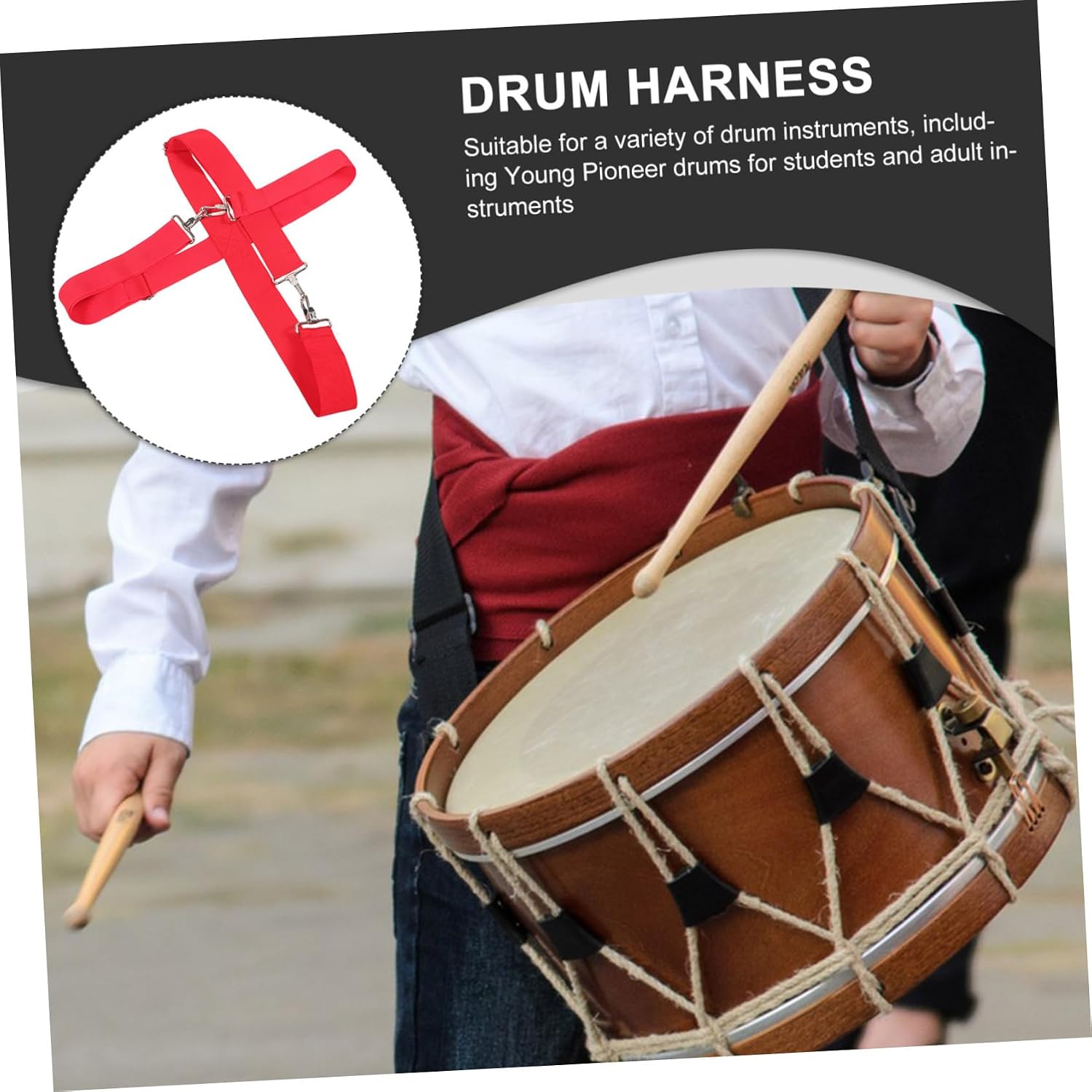 Kisangel Adjustable Snare Drum Shoulder Sling Drum Accessory for Military Marching Belt