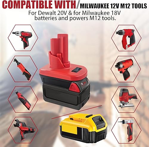 Miniatura 6 de EID Adaptador de batería M12 Uso para Milwaukee 12V, para Dewalt 20V 60V Max XR para Milwaukee 18V M18 Li-Ion Convertidor para herramientas