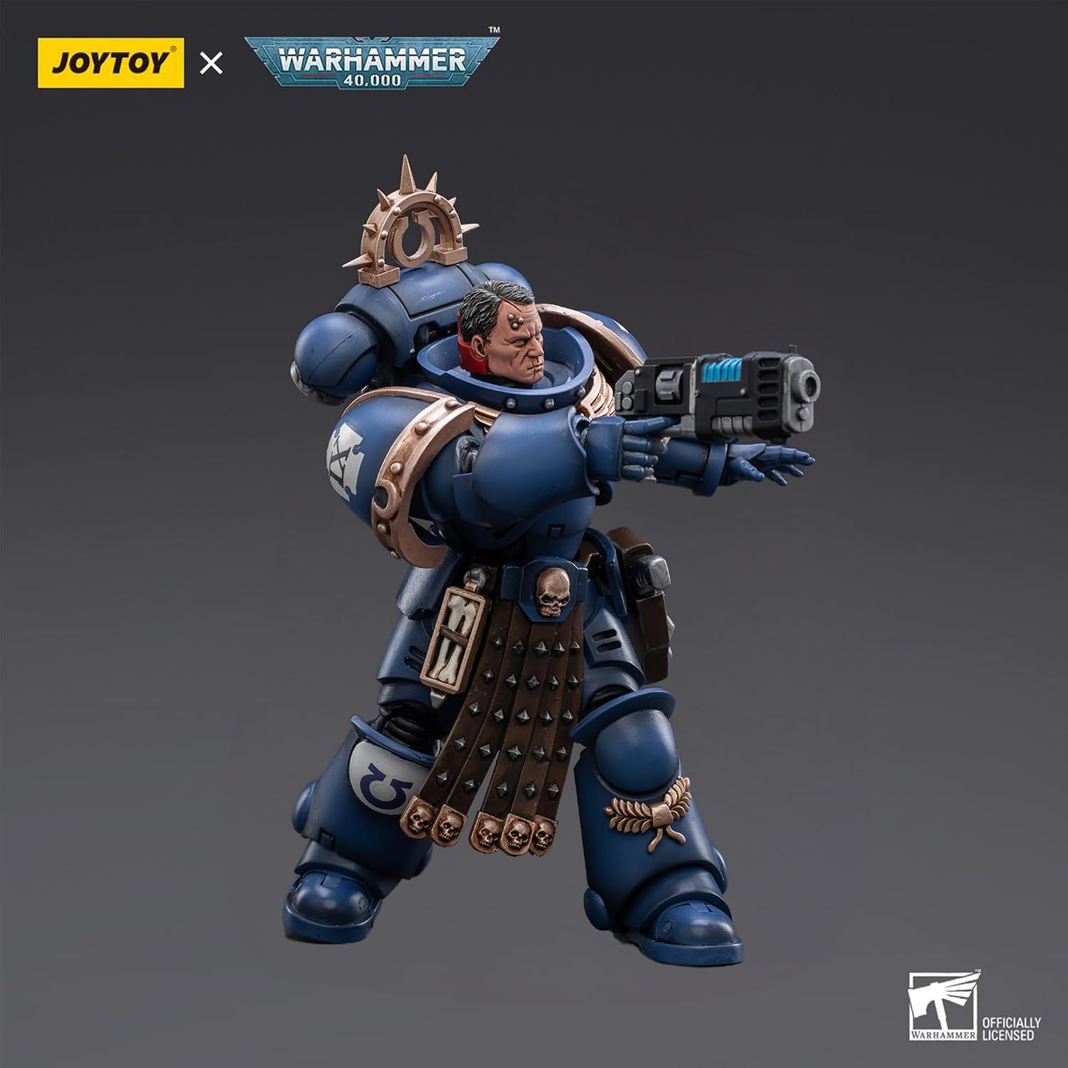 JOYTOY 1/18 Action Figure Warhammer 40,000 Ultramarines Veteran Sergeant Icastus 4.96 inch Collectible Action Figures Kits