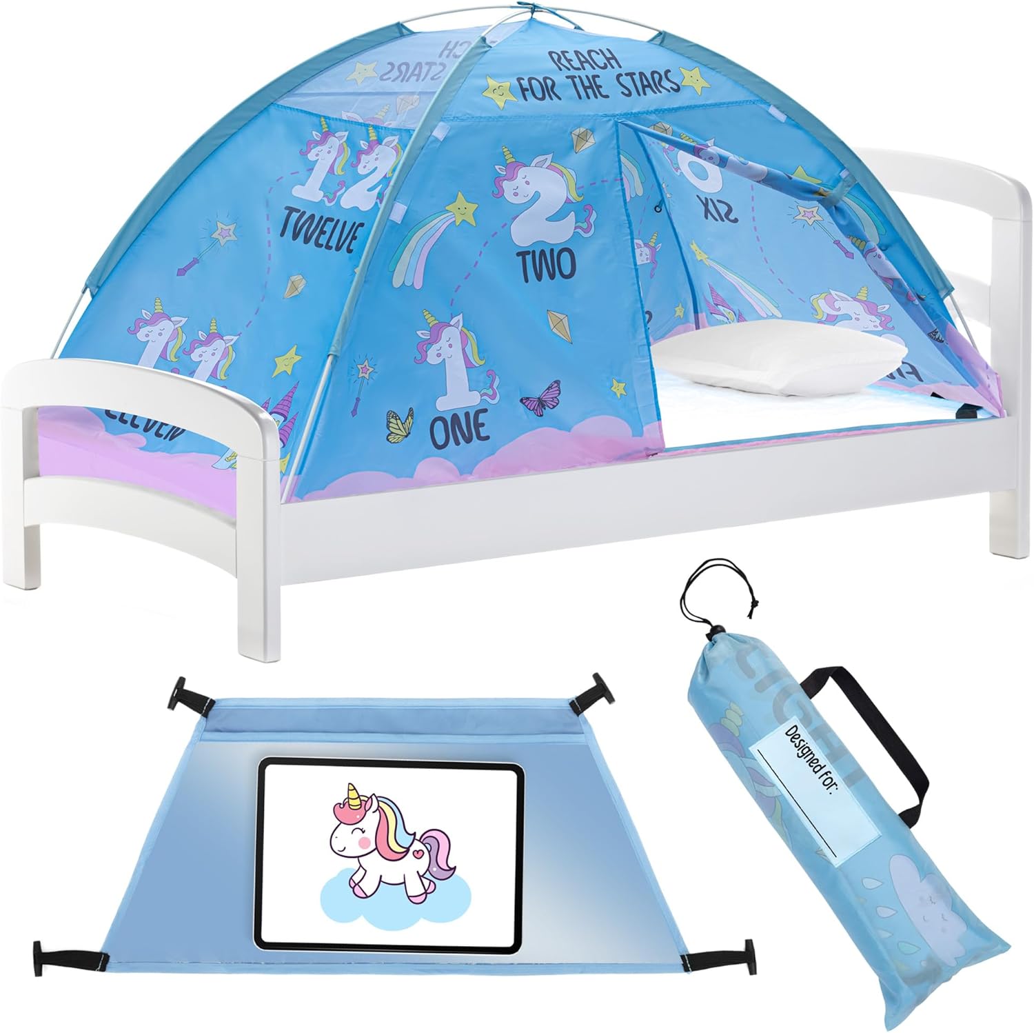 Pink Unicorn Tent Kids Bed Tent Twin Size Bed Tent for