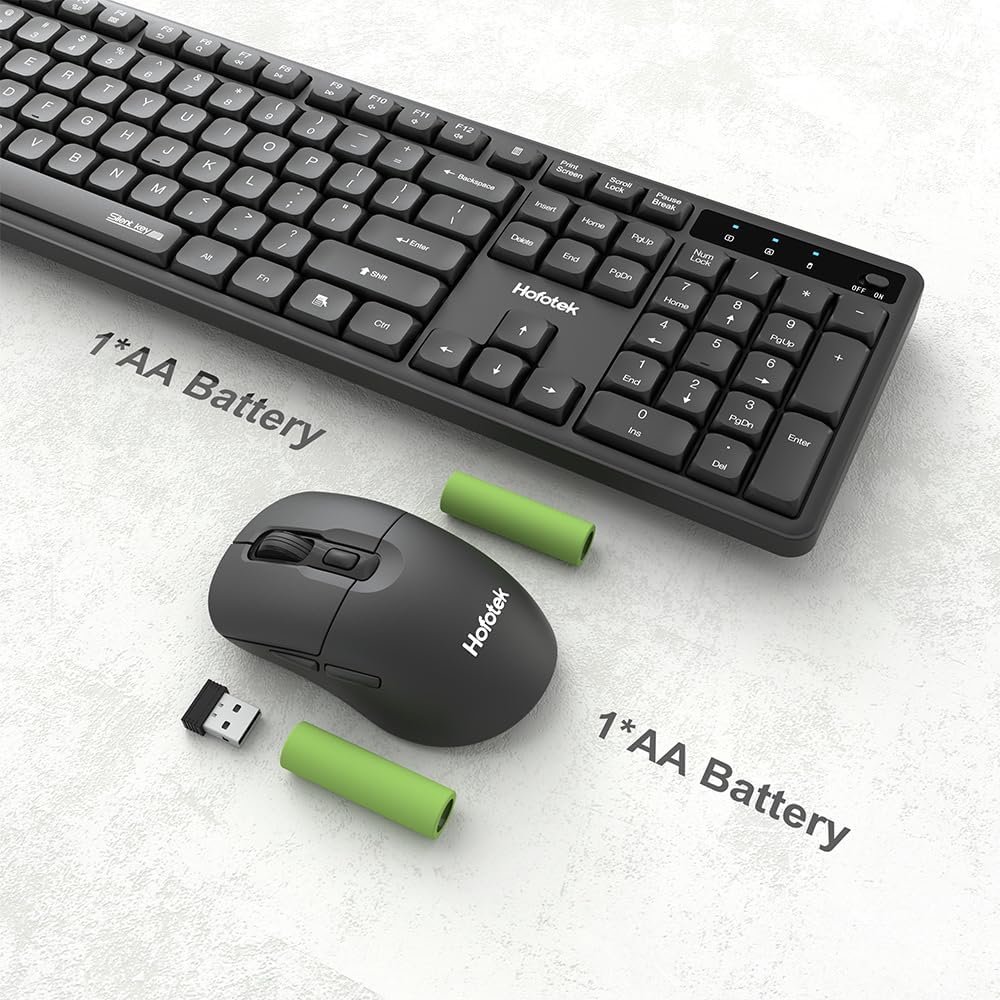 Silent Wireless Keyboard and Mouse Combo, 90% Less Noise, Full Size Numpad, Ultra Slim, Quiet & Soft Touch, Cordless Adjustable DPI Click Mice for Computer Laptop PC Office Desk Accessories - Image 7