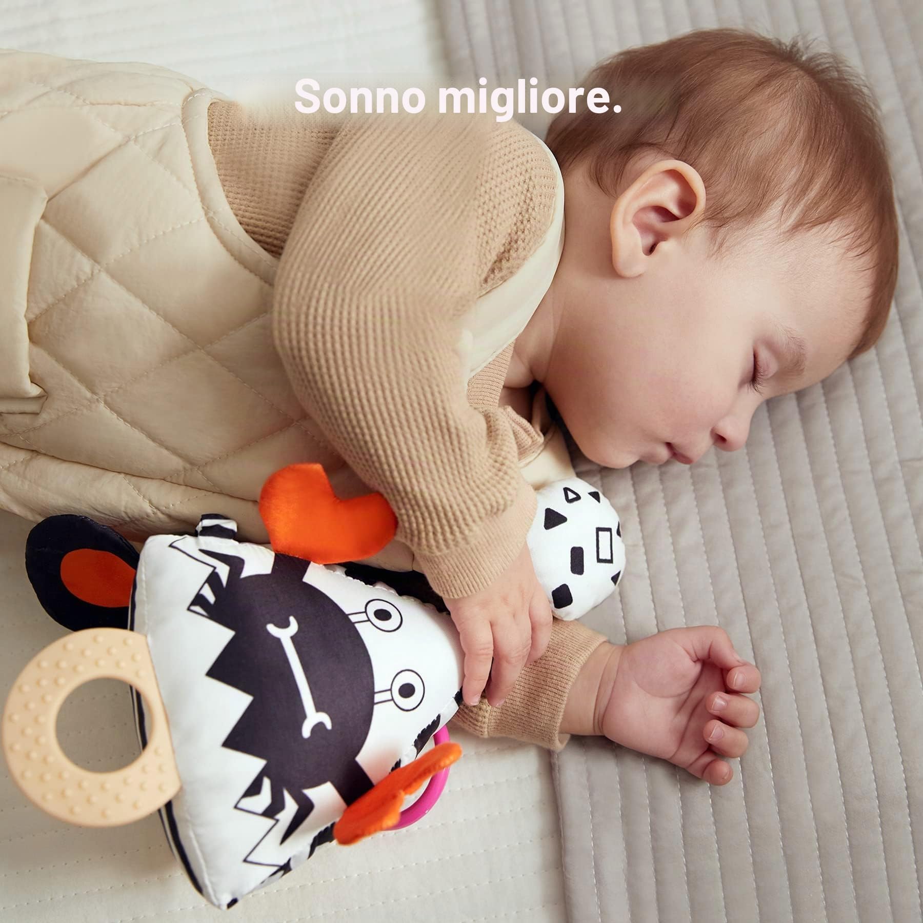 TUMAMA Kids Giocattoli per Neonati ad Alto Contrasto, Giocattolo da Appendere al Passeggino per Bambini Piccoli, Sonagli Morbidi e Sensoriali, Regalo Bianco e Nero per Neonati 0 3 Mesi