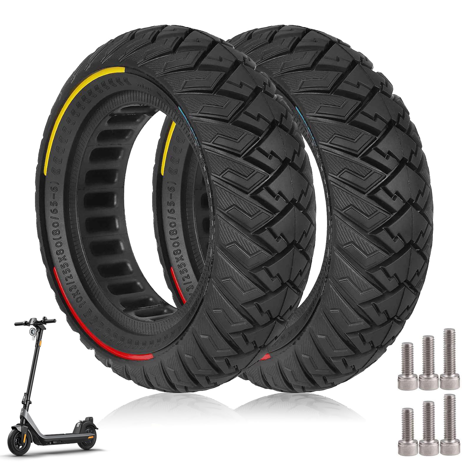 10x3 Pneu Plein pour Trottinette Electrique, 255x80(80/65-6) Roues de Trottinette pour Kukirin G3/Kaabo Wolf Warrior/Kugoo M4 /Mantis 10/Zero 10X,10 Pouces Anticrevaison Roues-2pc