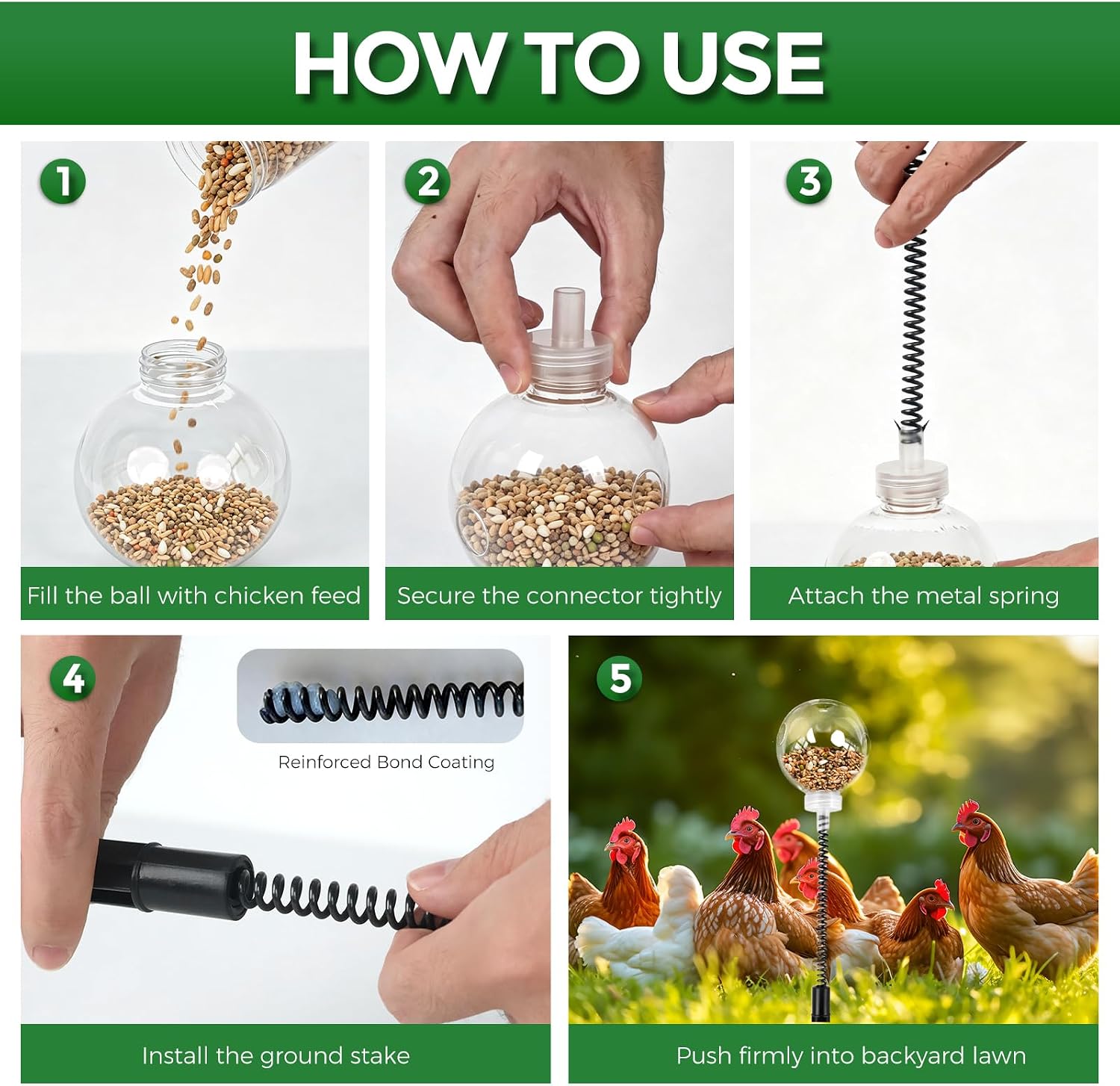 Chicken Peck Toy 2 Pack, Treat Dispensing Slow Feeder Ball for Hens | KCHEMHUHU Coop Enrichment Toy, Boredom Buster, Interactive Accessory for Backyard Poultry & Laying Flock