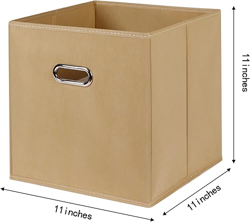 Miniatura 2 de Contenedores de almacenamiento de tela (11 x 11 x 11 pulgadas) con asas dobles para armario, guardería, hogar, organizadores de dormitorio, juego de