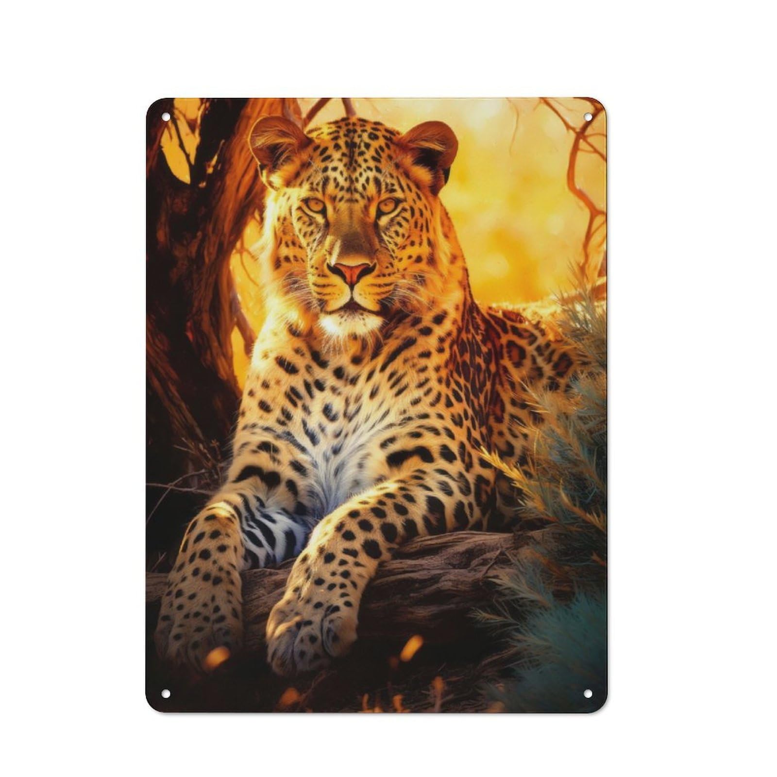 Industrial Majestic Leopard Industrial Metal Sign 40x30cm, Industrial Wall Decor for Workspace, Cafe, Hallway Or Garage