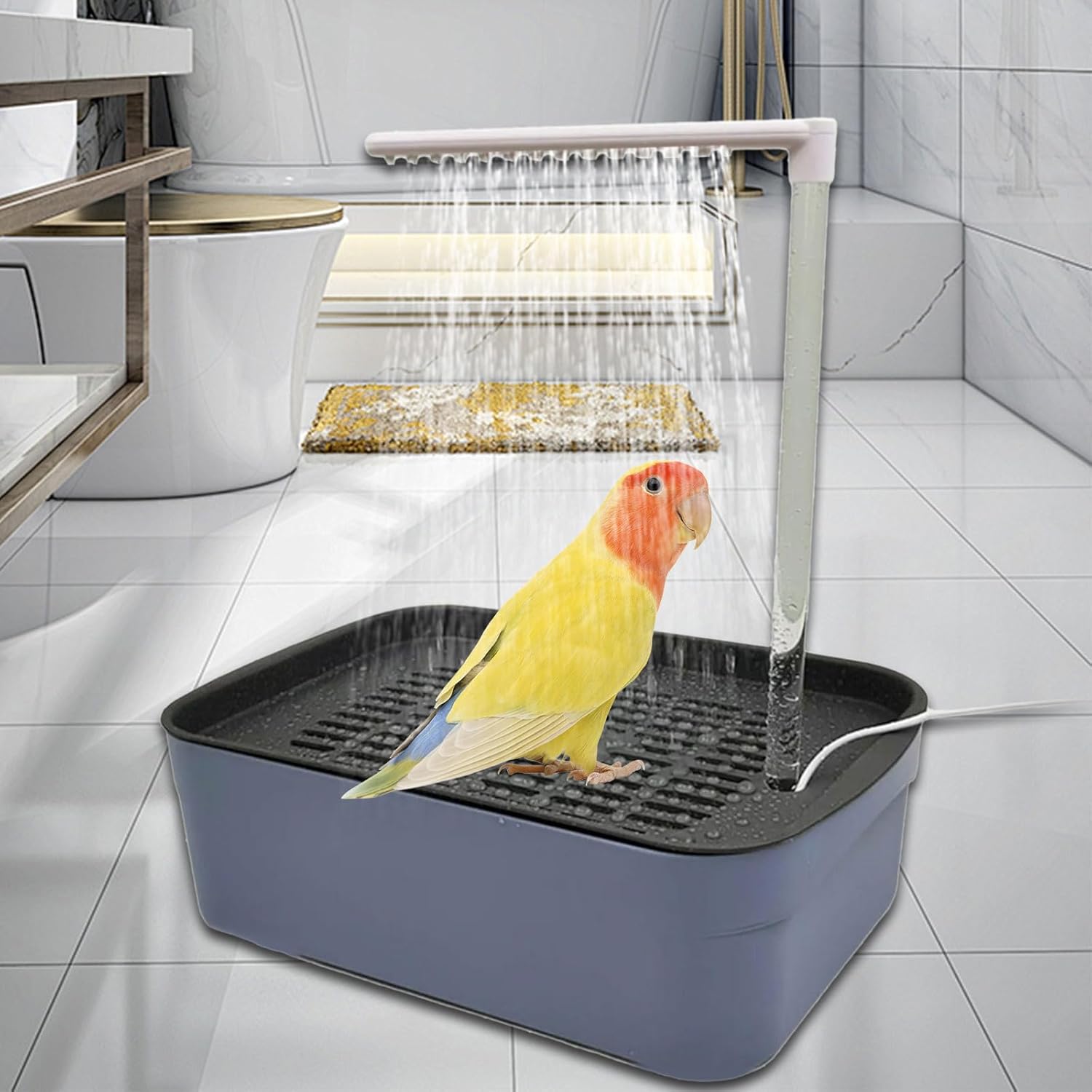 Recirculating Filtration Automatic Water Dispenser Faucet Bird Bath for Parrots User Friendly Pet Bird Bath