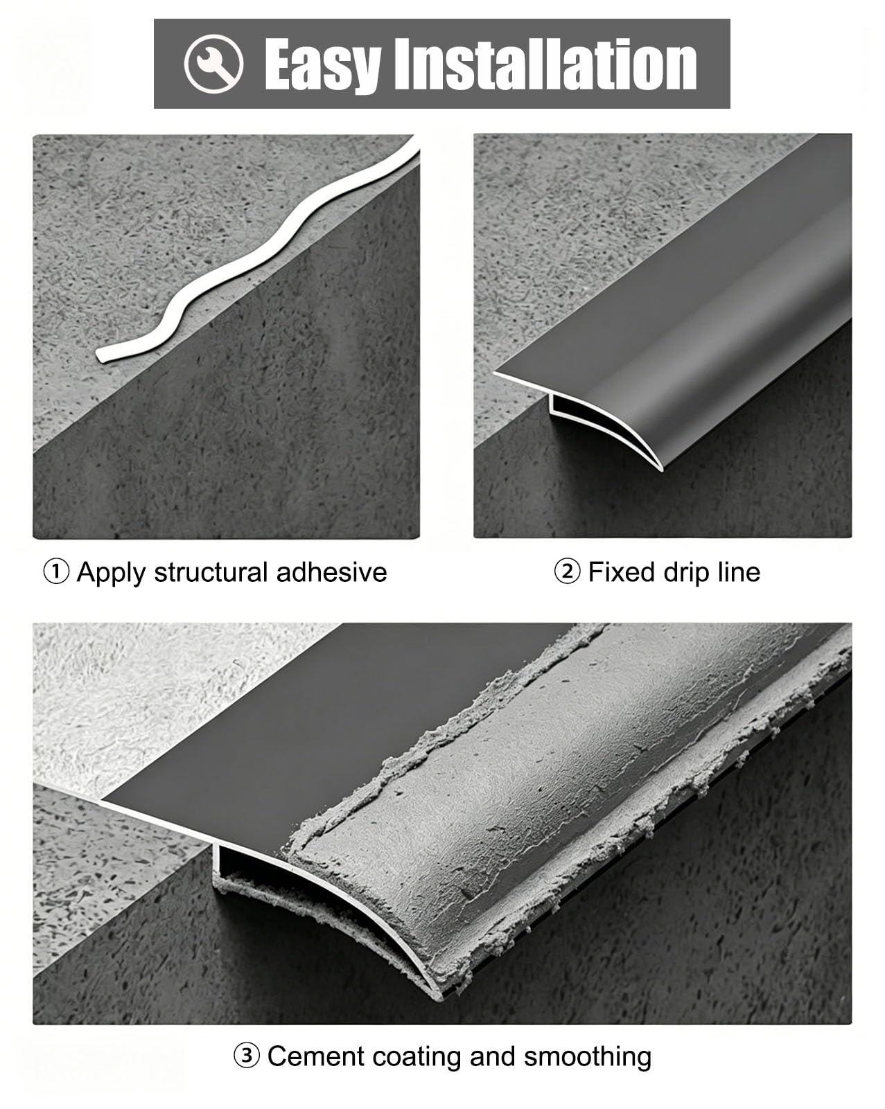 Perfil de Transición para Suelo Perfil de Aluminio Vierteaguas para Patio, Canalón Barrera Contra la Lluvia para Ventanas Exteriores, Moldura Desviadora de Goteo(30mm (1 1/8"),4.0m (13ft))