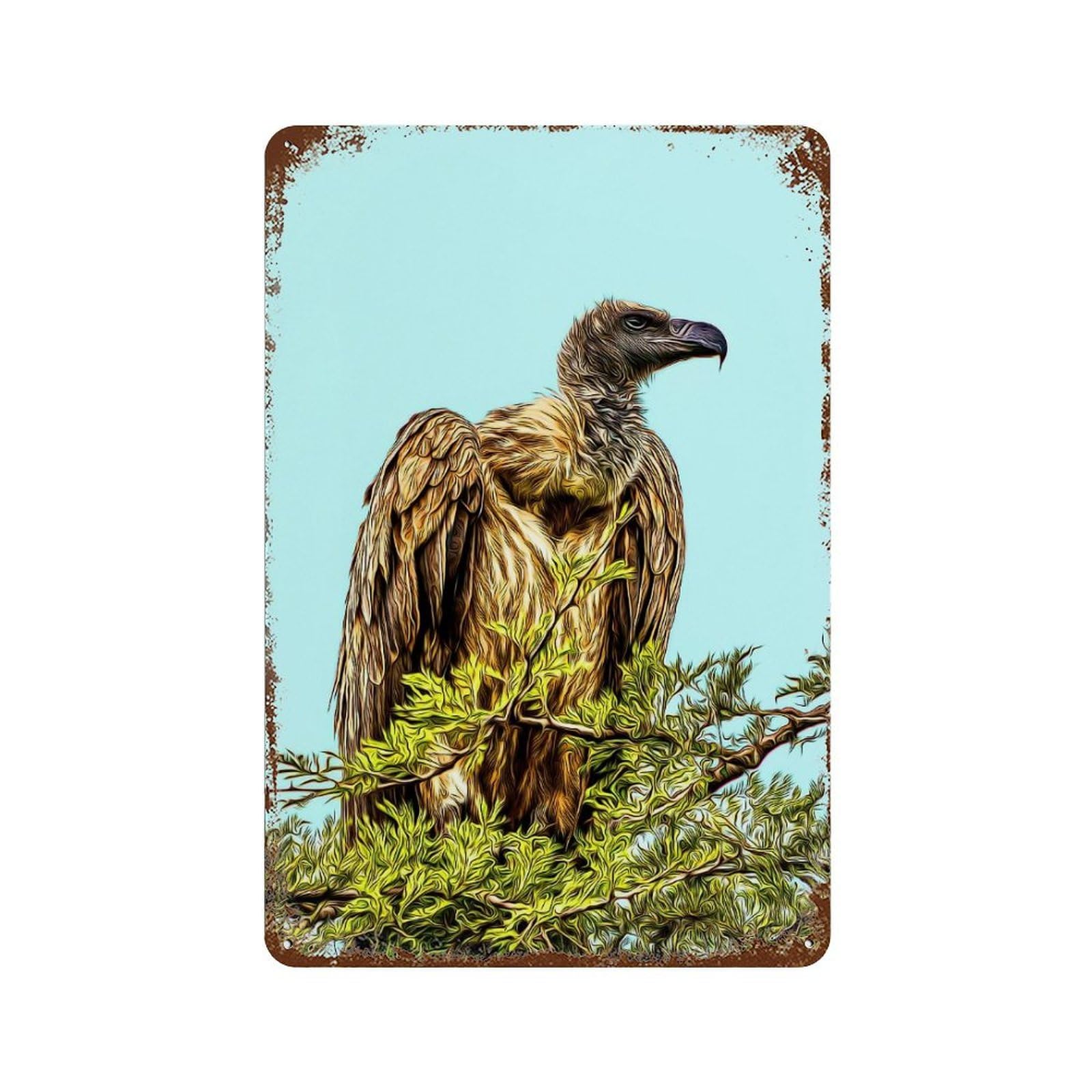Vulture Vintage Metal Tin Sign 11.8"x7.9", Ideal for Living Room, Hallway And Home Decor