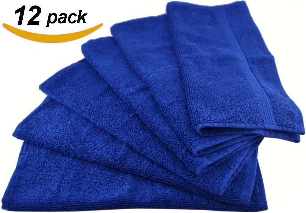 ROHI Salon Towels Easy Care, Ringspun Cotton for Maximum Softness and Absorbency, 12-pack - Royal Blue (30cm x 30cm)