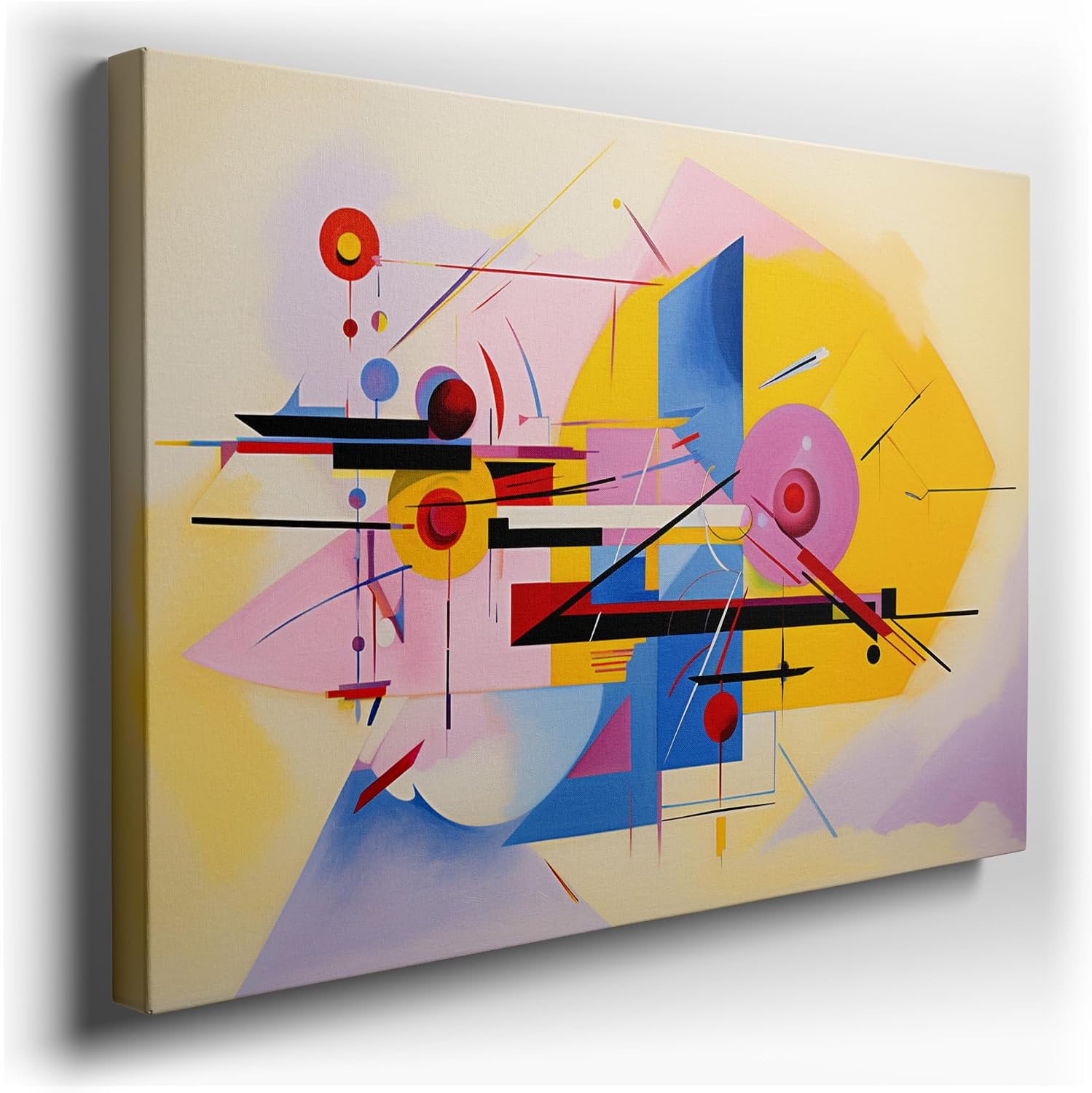 Canvas for Living room. Vivid Geometric Dance: Navigating the Abstract Spectrum of Color and Shape, 27 x 18 inch Canvas Wall Art - Ready to Hang - 69x46 cm (27x18 inch)