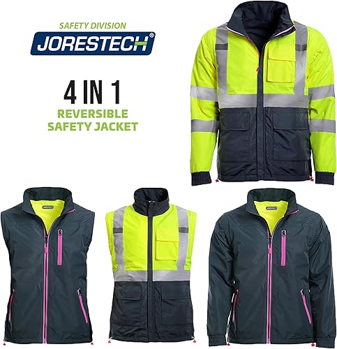 Miniatura 5 de JORESTECH Safety 4 en 1 Windbreaker Reversible Chaqueta Gris Reflectante