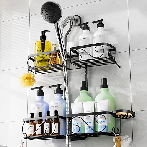 Miniatura 7 de Kadolina Organizador de ducha colgante para cabezales de ducha de mano, organizador de ducha de acero inoxidable a prueba de óxido, estante