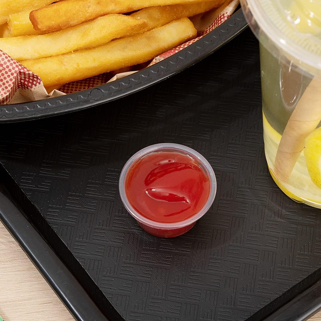 Restaurantware RW Base 0.8 Ounce Sauce Cups 2000 Microwave-Safe Condiment Cups - Crack-Resistant Disposable Black Plastic Portion Cups For Samples Sauces Or Toppings Lids Sold Separately