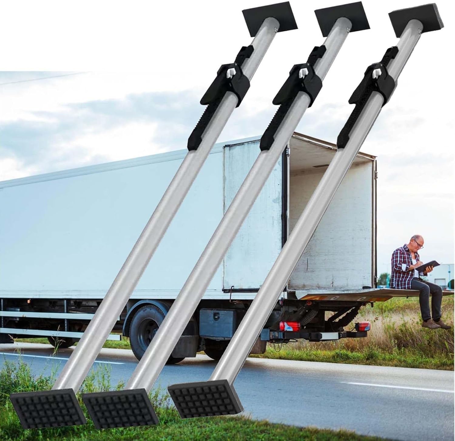 Adjustable Cargo Bar for Pickup Truck Bed 72-87 Inches, Universal Ratcheting Divider, 3-Pack, Cargo Stabilizer for Secure Load, Truck Bed Organizer, Heavy-Duty Design