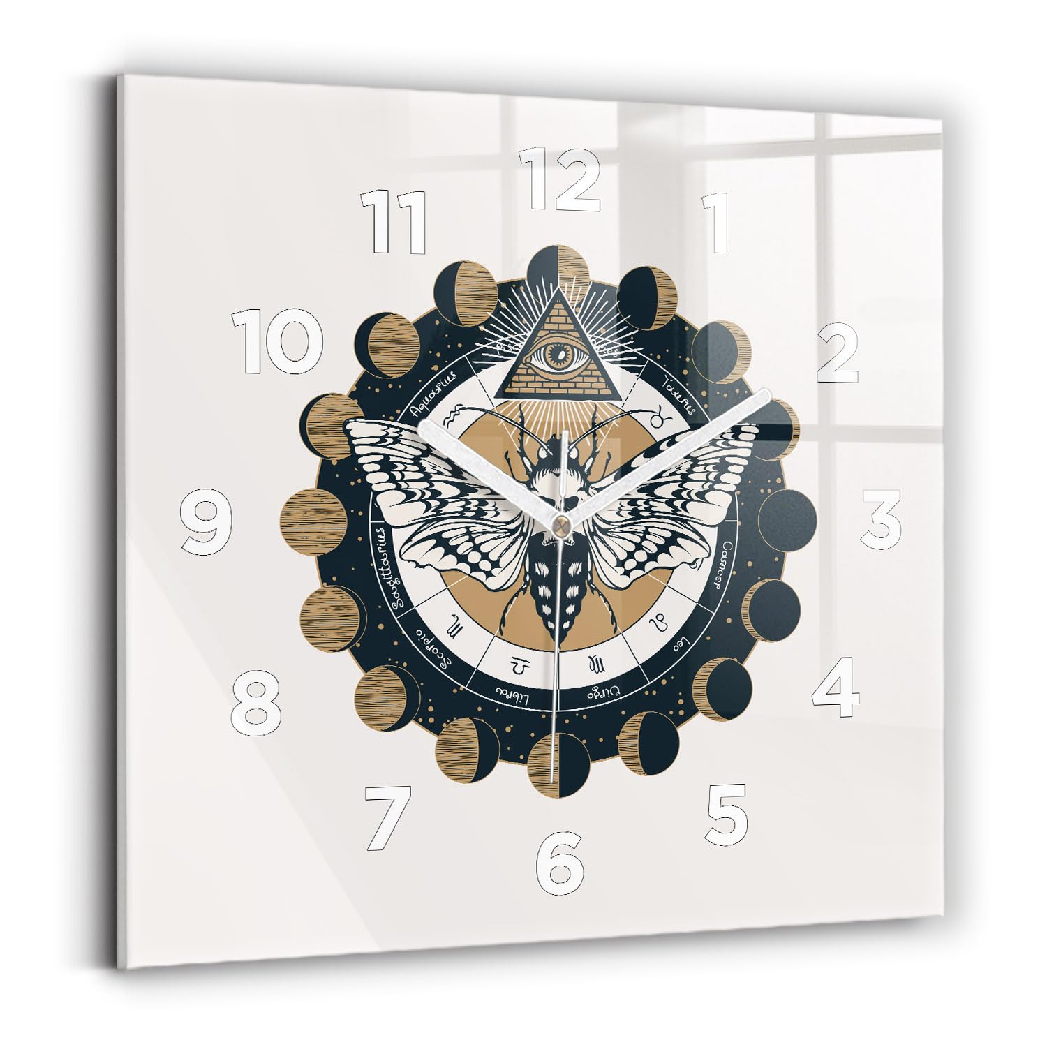 Horloge carrée moderne Wallfluent 30x30 cm à quartz silencieux