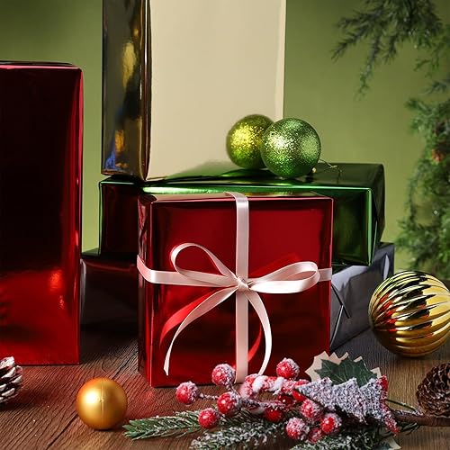 Miniatura 50 de LaRibbons Papel de regalo metálico negro, rollo de papel de color sólido, 17 pulgadas x 40 pies (56.6 pies cuadrados), rollos de papel de regalo