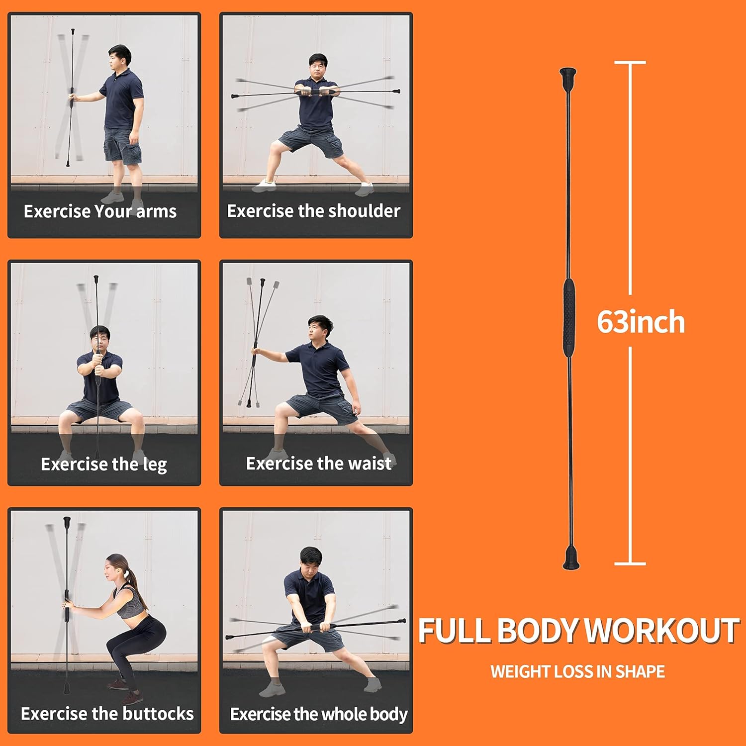 HOTWAVE Elastic Fitness Bar,HighFrequency Vibration Workout Exercise