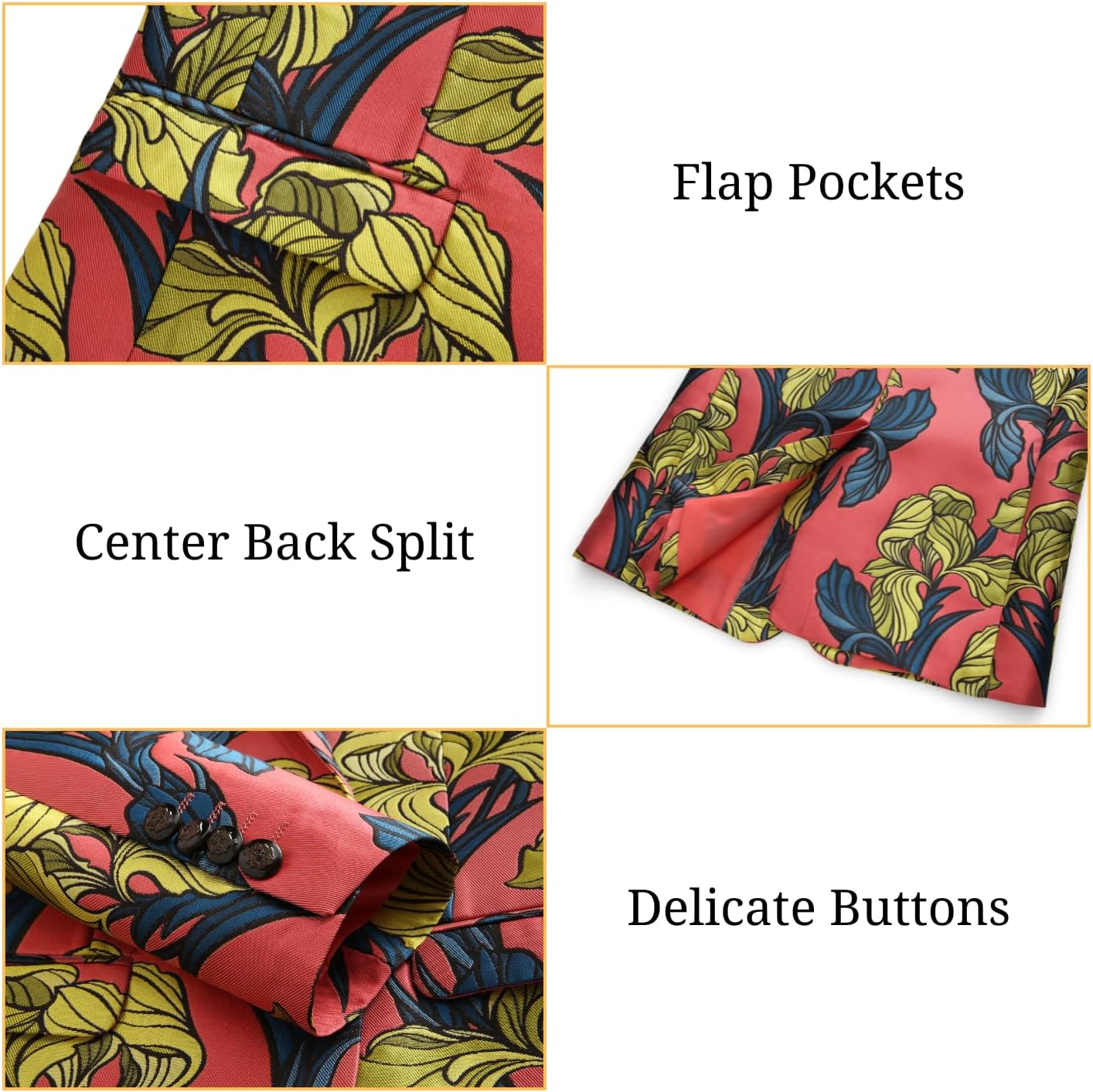 UNINUKOO Blazer for Men Casual Slim Fit Mens Suits Jacket Lightweight Floral Dinner Party Sport Coat Suit Separates - Image 5