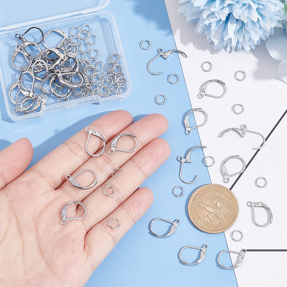 UNICRAFTALE 50pz Componenti per Orecchini A Clip In Acciaio Inossidabile Facile Da Aprire Orecchini Non Forati per Orecchini Fai-Da-Te Fare 12x6x9mm, Hole 1.2 mm
