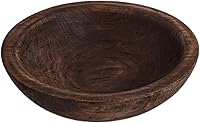 RUIRUICO Hand Carved Willow Wood Decorative Bowl - Rustic Farmhouse Dough Bowl Centerpiece for Coffee Table Entryway Decor (9.5" Dia, Brown)