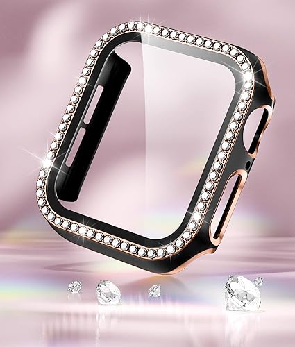Miniatura 7 de Funda para Apple Watch de 1.57 pulgadas con protector de pantalla de vidrio templado para iWatch Series 654SE, funda protectora de diamantes de