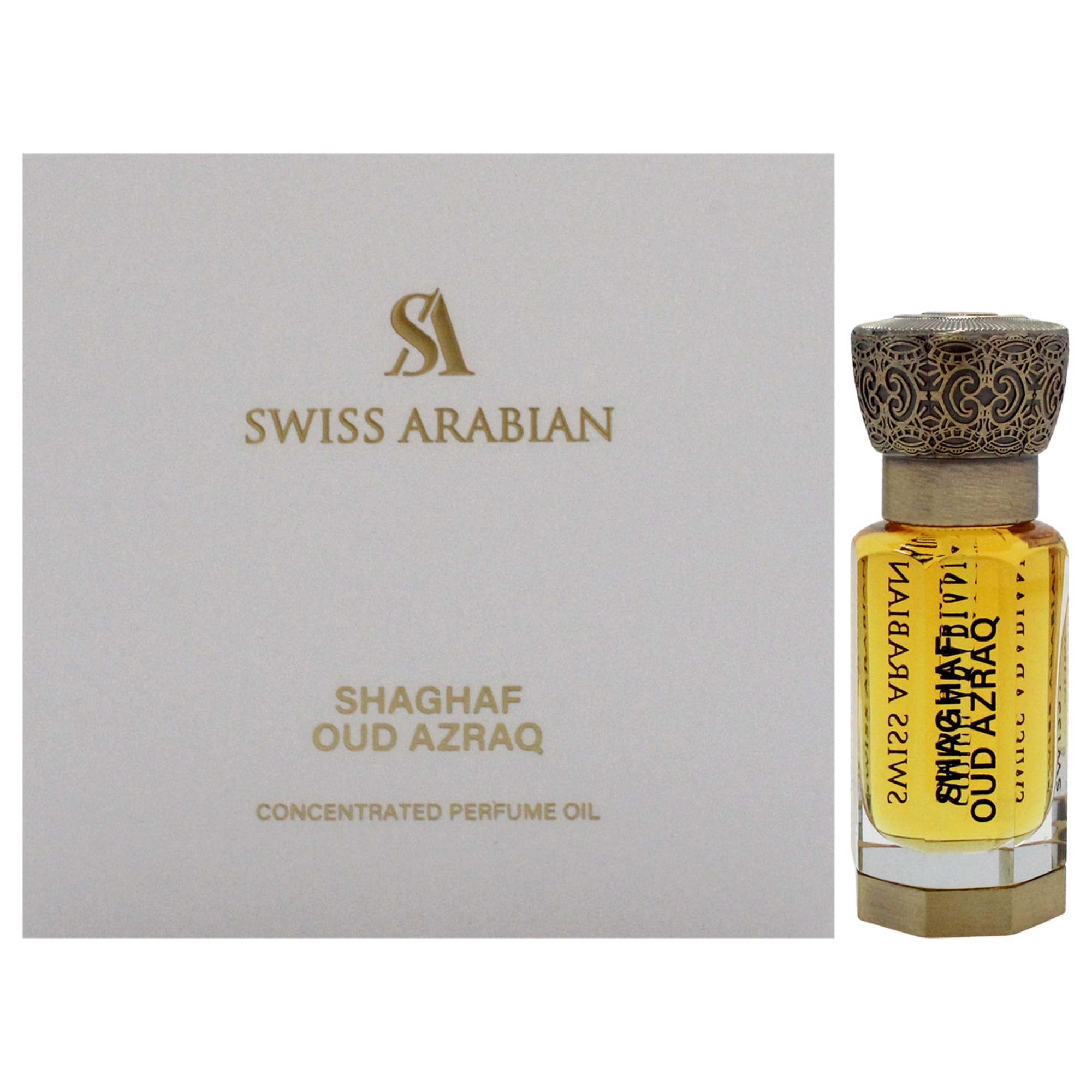 Shaghaf Oud Azraq - Luxurious Concentrated Perfume Oil - Long Lasting Artisan Perfume with Notes of Honey, Amber, and Leather - 0.4 oz